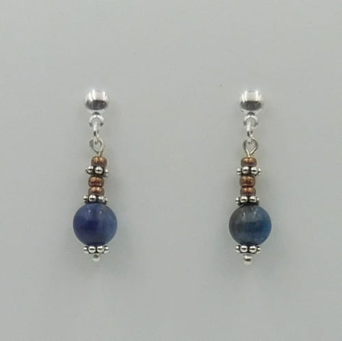 Click to view detail for DKC-1110 Earrings, lapis, bronze $60